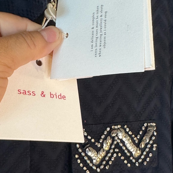 NEW Sass& Bide Navy&Rhinestone Citrone Dreams Drawstring Bling Lightweight Coat - Picture 5 of 11